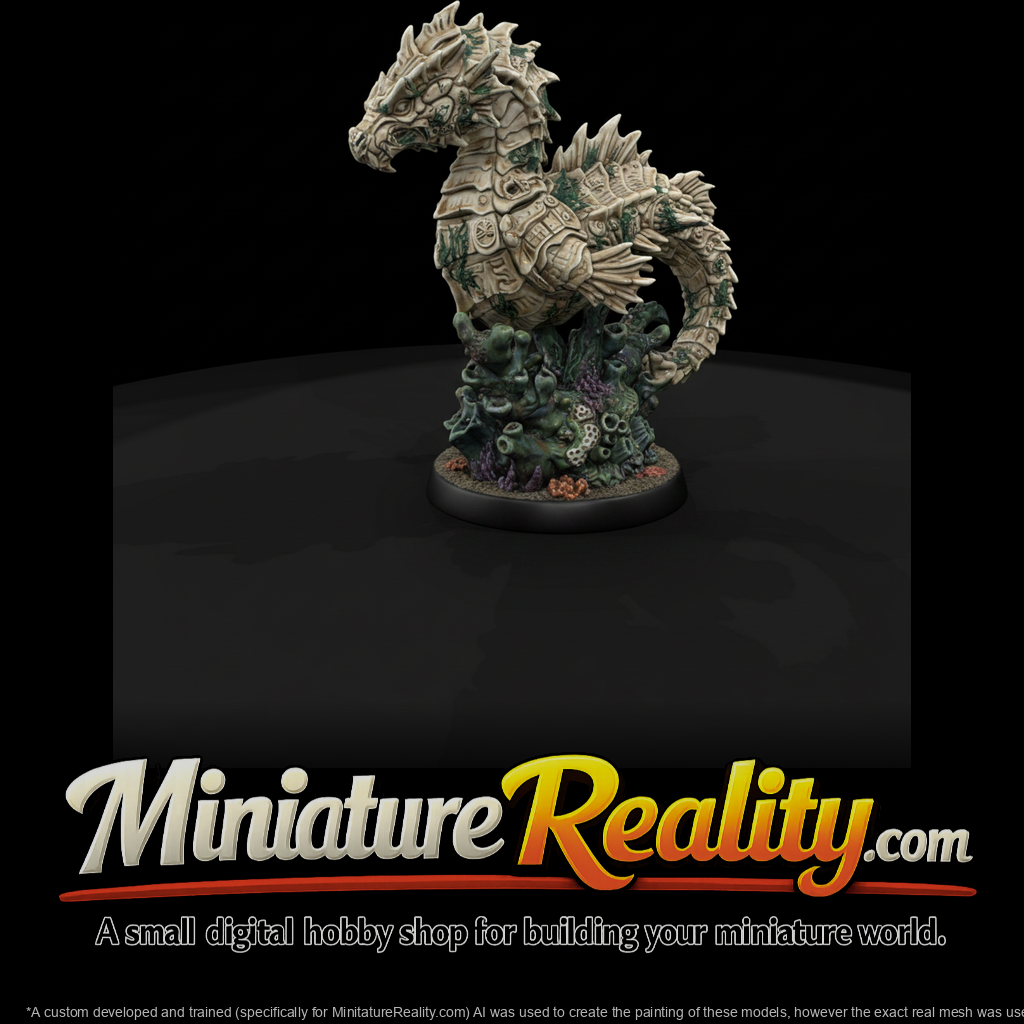 Tide Bone Seahorse Beast miniature, three-quarter view