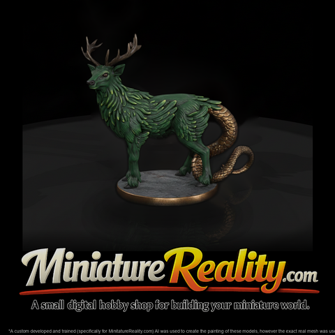 Stylized Mythical Stag Dragon Hybrid 3D Miniature