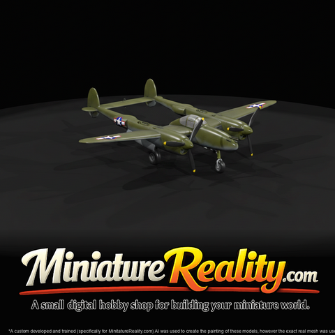 P‑38 Lightning — Twin‑Boom WWII Fighter (Level 2 Detail)