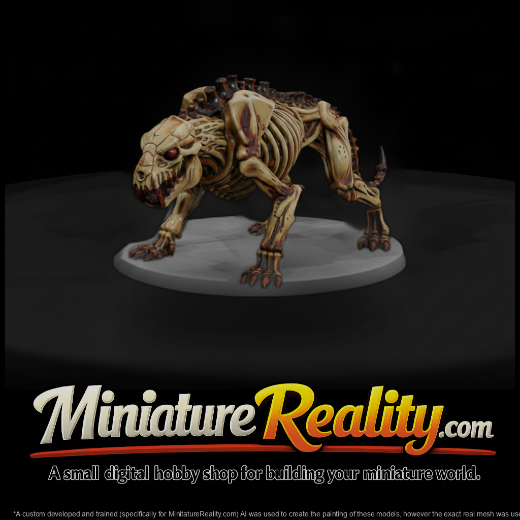 Stylized Undead Hellhound Skeleton 3D Miniature Gw