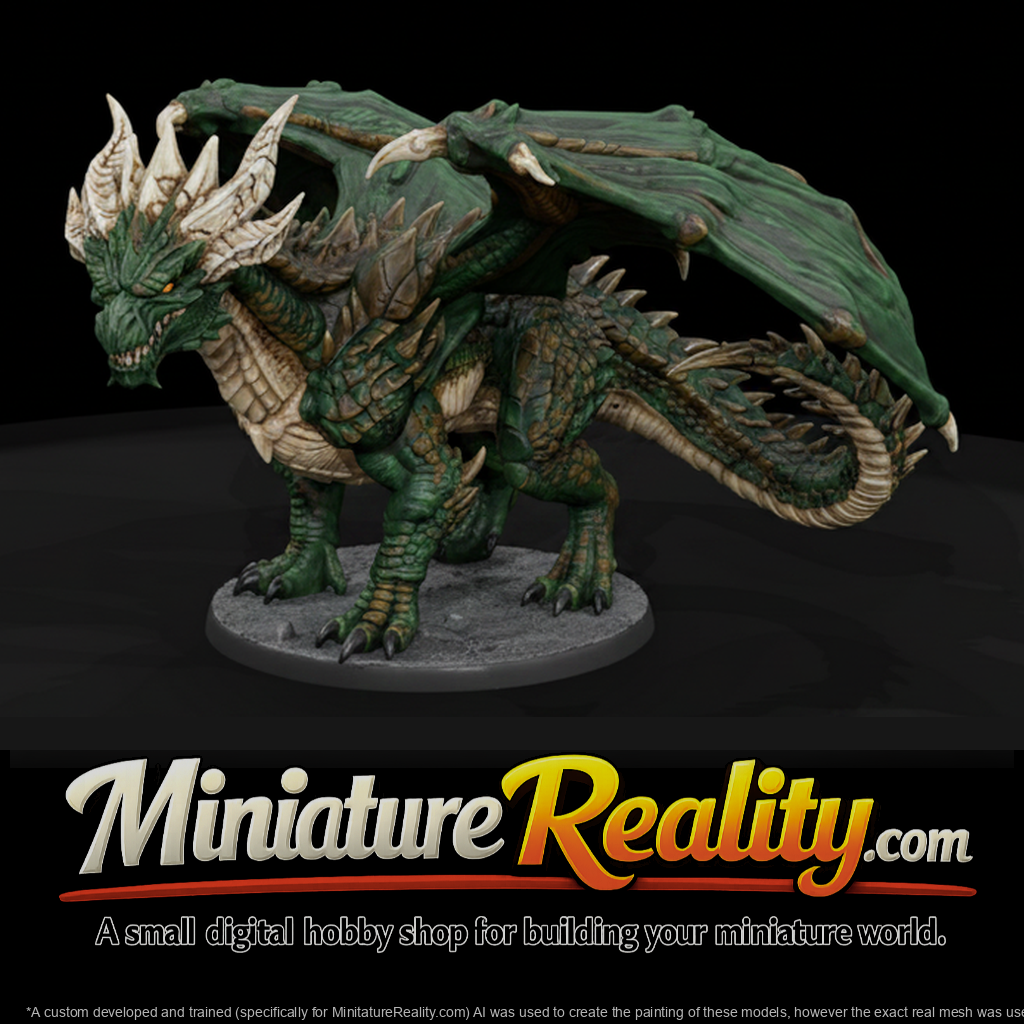 Horned Green Dragon with Spiked Crown