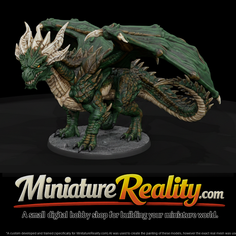 Horned Green Dragon with Spiked Crown