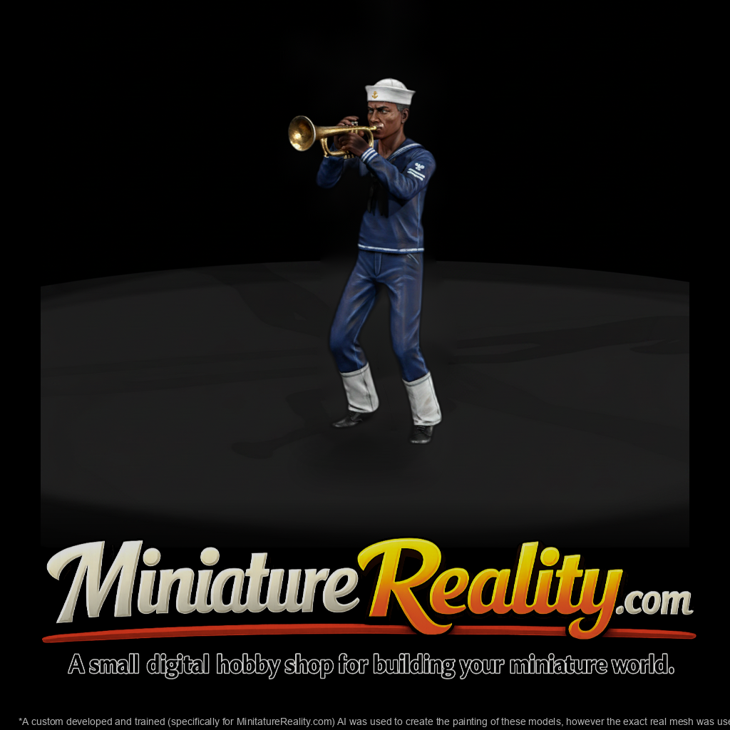 WWII Navy Sailor Playing Trumpet