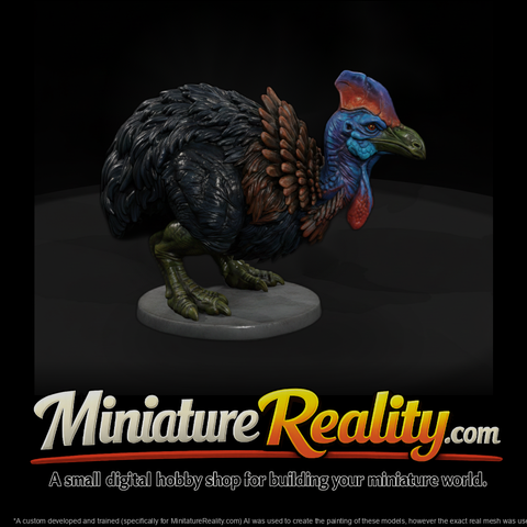 Spine Ruff Cassowary Beast miniature, three-quarter view