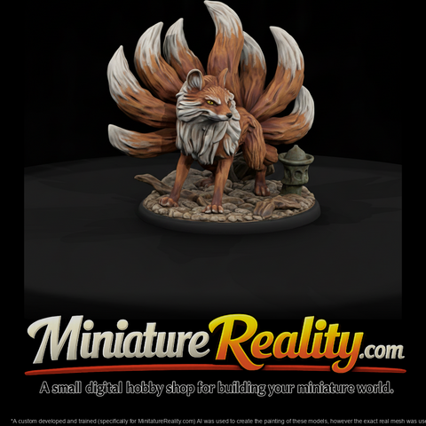 Nine Tailed Fox Beast Scenegui A01 miniature, three-quarter view