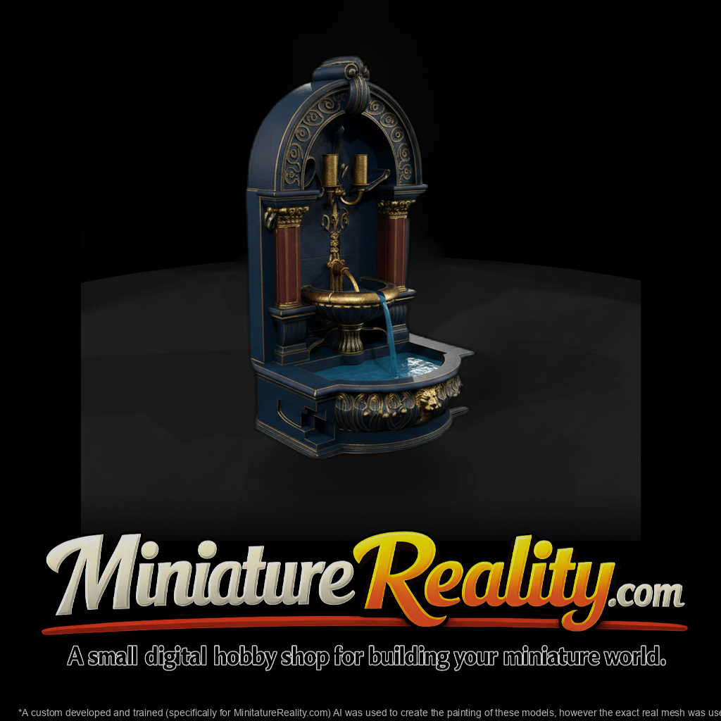 Baroque Ornate Wall Mounted Water Fountain 3D Mode