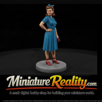 1940s Woman in Blue Day Dress — thumbnail 1