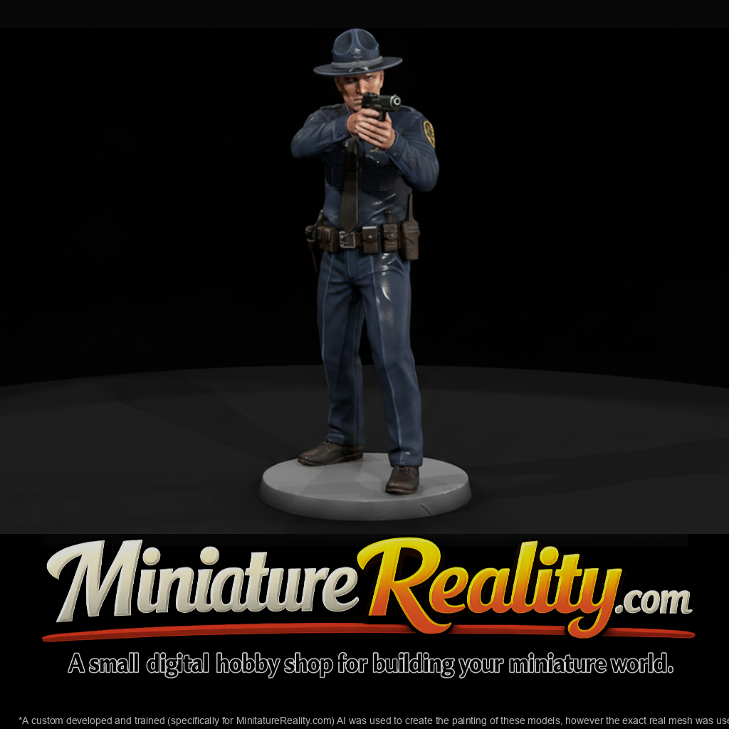 State Trooper Aiming Sidearm