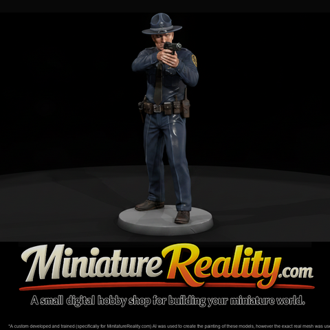 State Trooper Aiming Sidearm