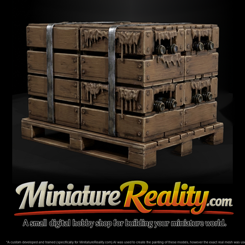 Stacked Crates on Pallet with Securing Straps