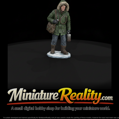 Snowbound Outpost Doctor miniature, three-quarter view