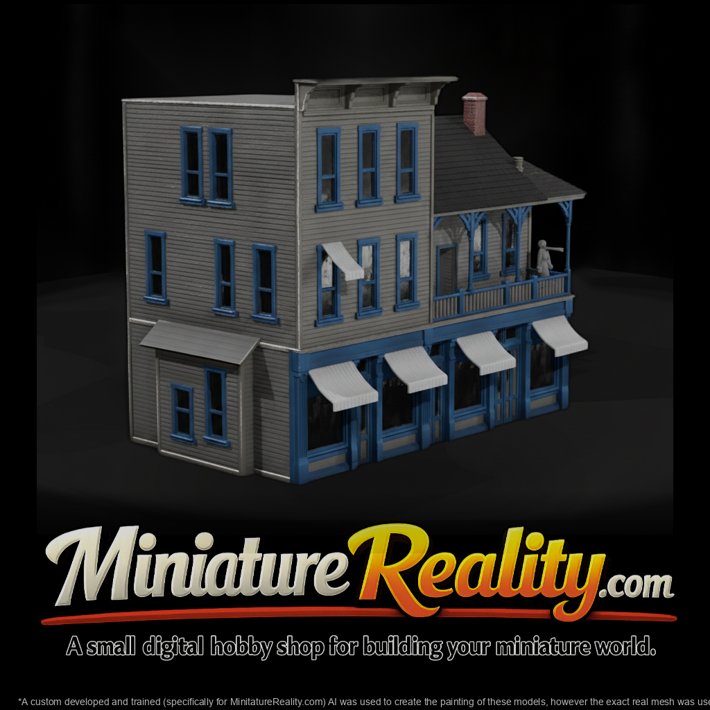 Model Old Town Buildings, three-quarter view