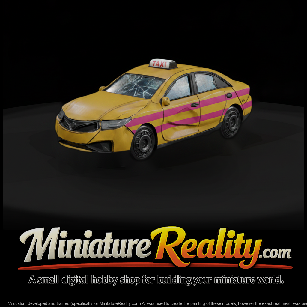 Untextured Damaged Taxi Sedan 3D Model 3Cod4Gjf