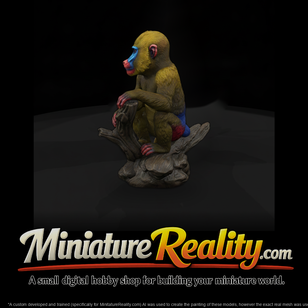 Sitting Mandrill on Stump