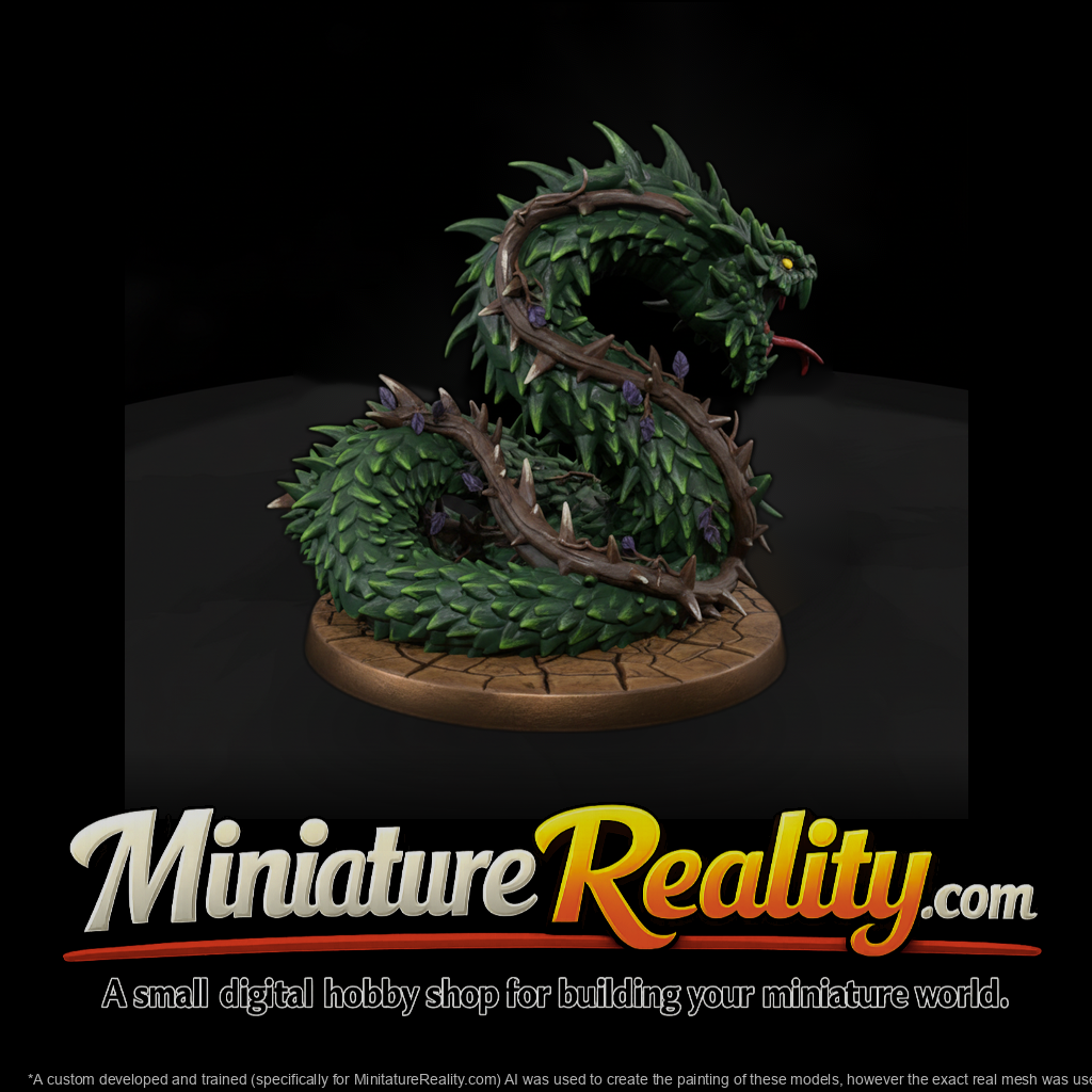 Thorn Vine Serpent miniature, three-quarter view