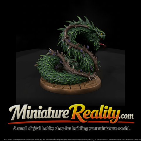 Thorn Vine Serpent miniature, three-quarter view