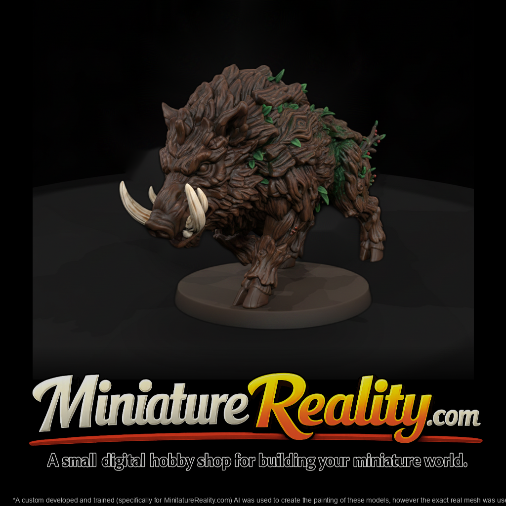 Ironwood Tusk Boar Plant miniature, three-quarter view