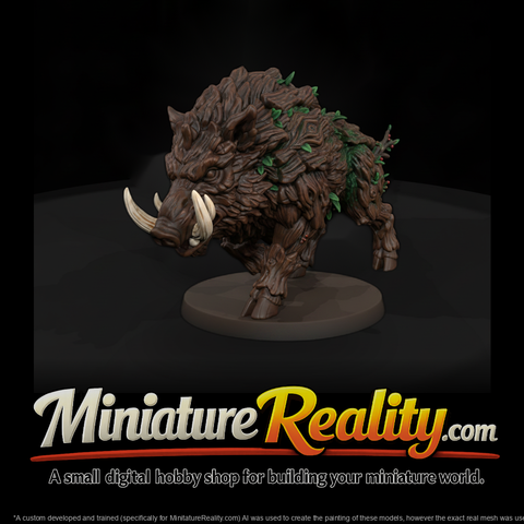 Ironwood Tusk Boar Plant miniature, three-quarter view