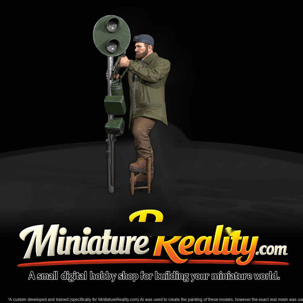 Railroad Yard Worker with Freight Signal