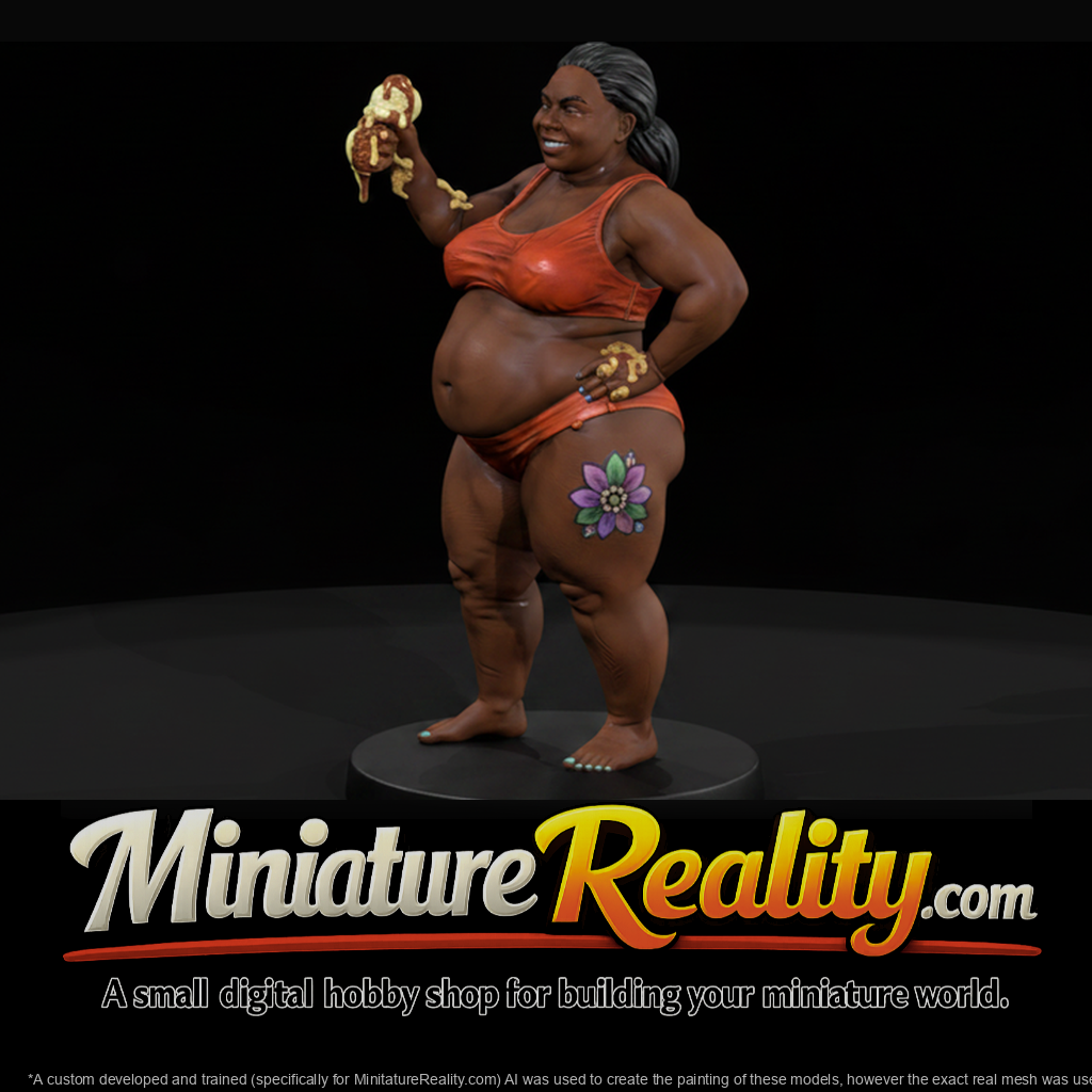 Woman in Swimsuit with Ice Cream Cone