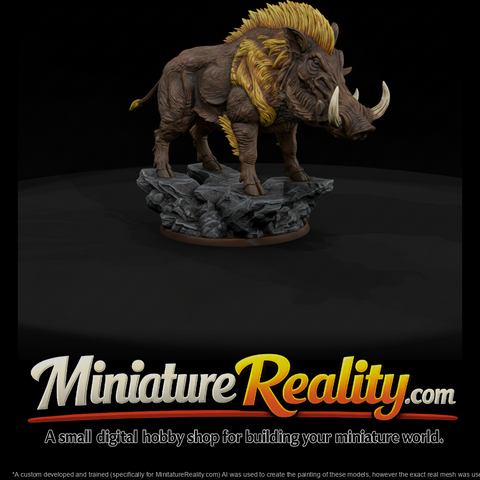 Sulfur-Maned Warthog Beast miniature, three-quarter view