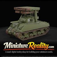 M4 Sherman Calliope E Tank miniature, three-quarter view — thumbnail 3