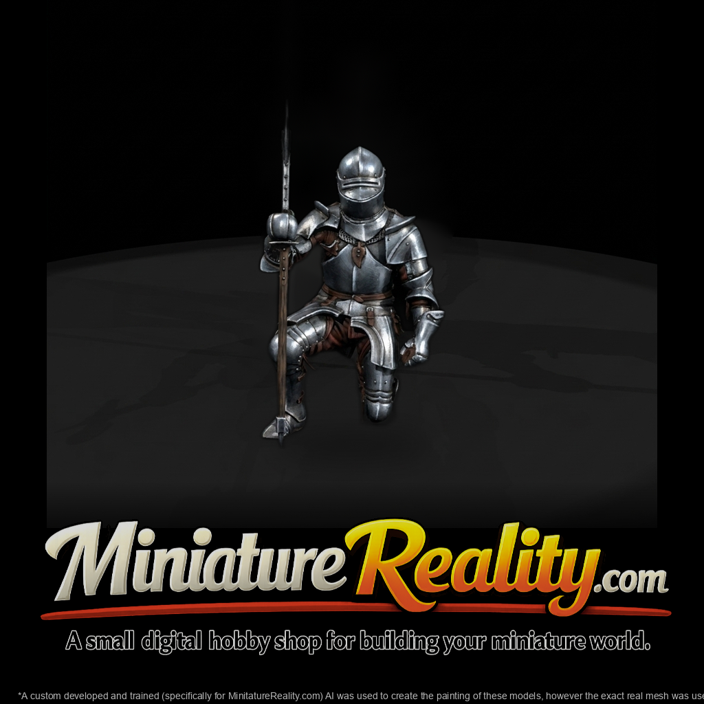 Kneeling Medieval Knight in Plate Armor