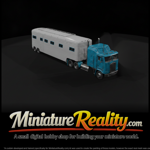 Cabover Semi Truck with Enclosed Trailer