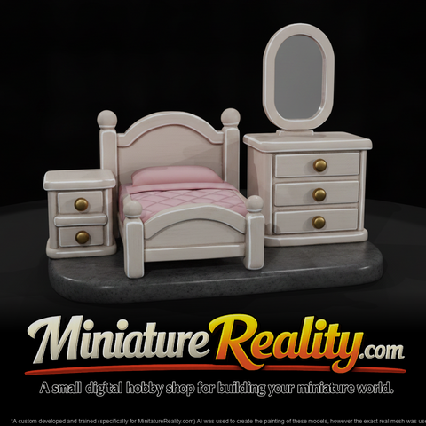 Pink Bedroom Bed and Dresser Set