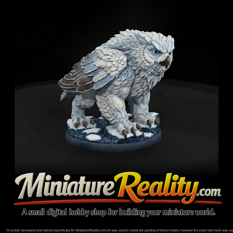 Frost Down Owl Beast miniature, three-quarter view