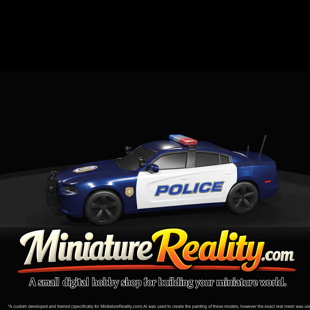 2012 Police Cruiser (Charger-style) miniature, three-quarter view