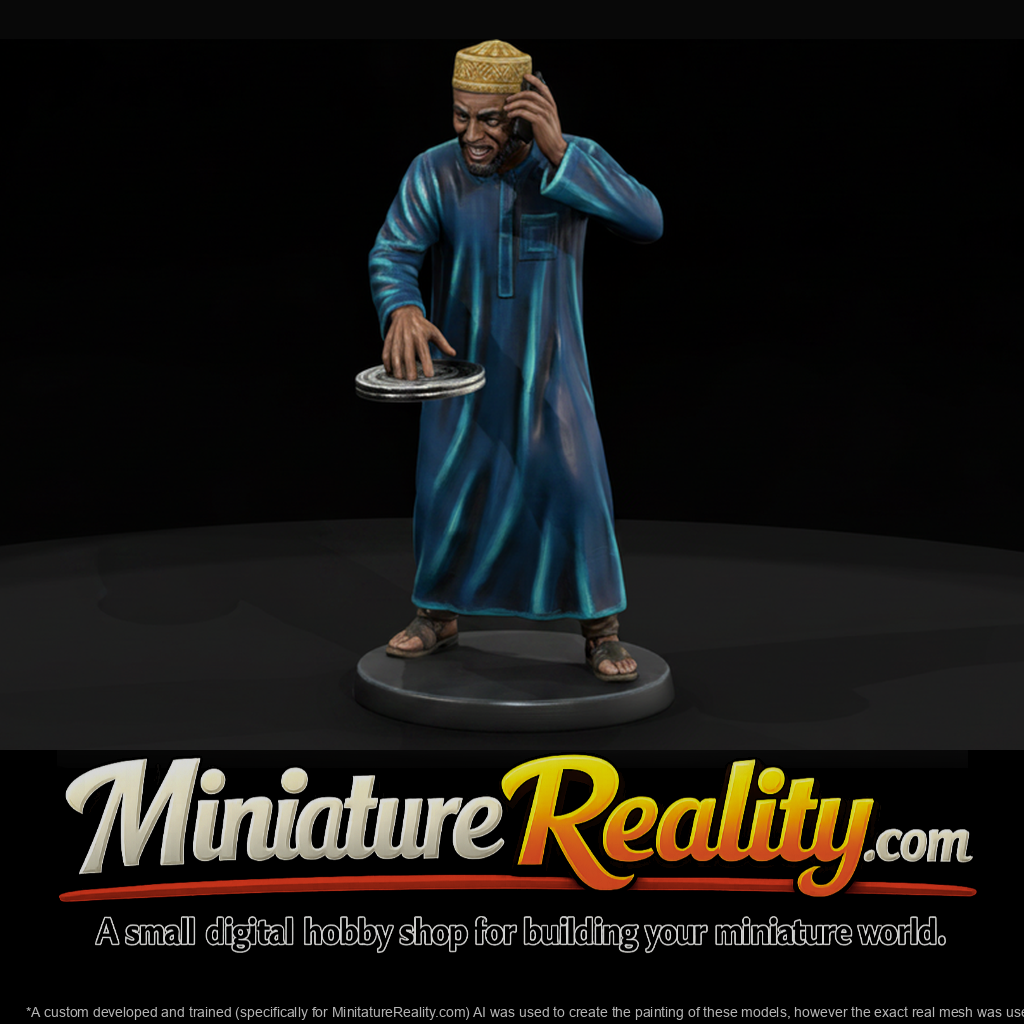 Muslim Cleric Calling Prayer with Dish