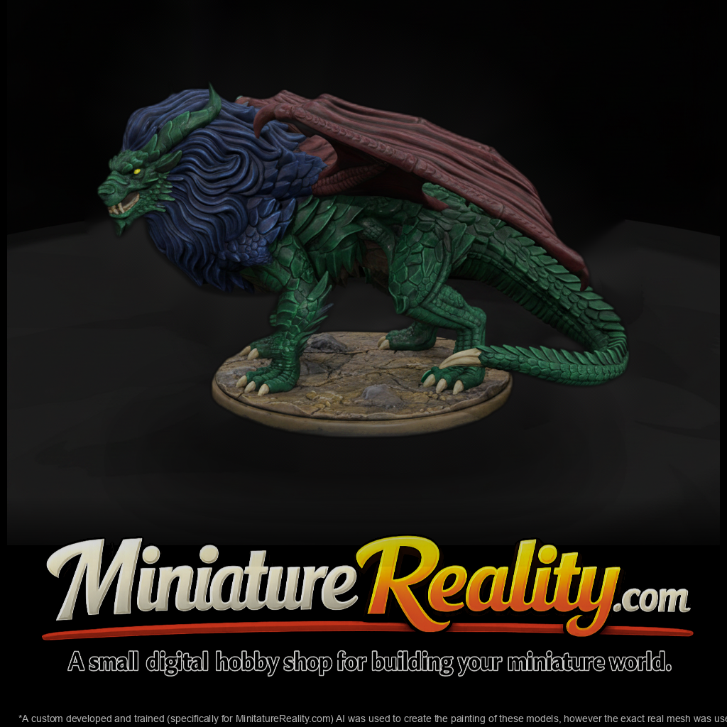 Detailed Winged Lion Dragon Manticore 3D Miniature