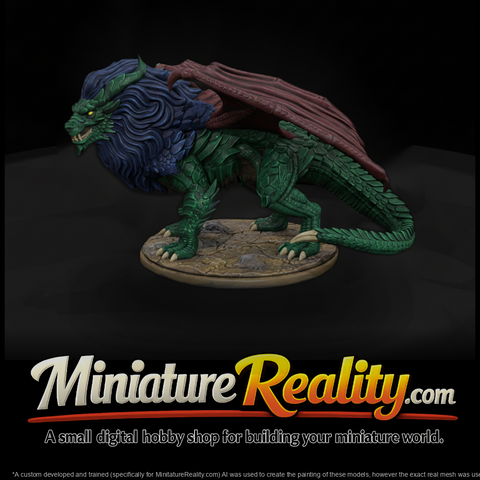 Detailed Winged Lion Dragon Manticore 3D Miniature