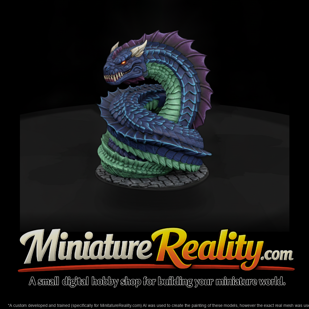 Stylized Fantasy Giant Serpent Dragon 3D Miniature