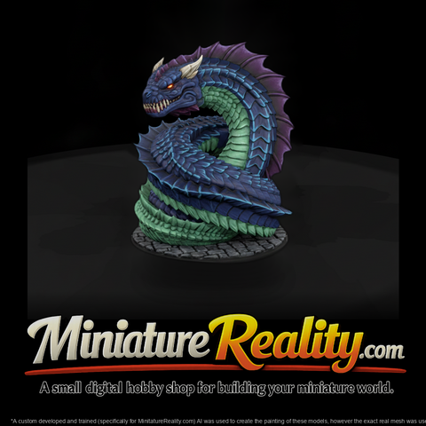 Stylized Fantasy Giant Serpent Dragon 3D Miniature