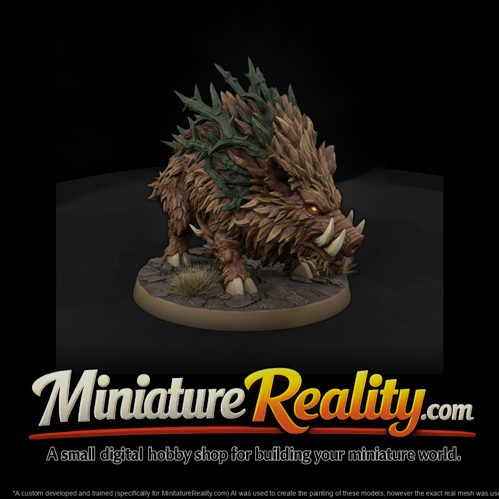 Bramble Boar Beast miniature, three-quarter view