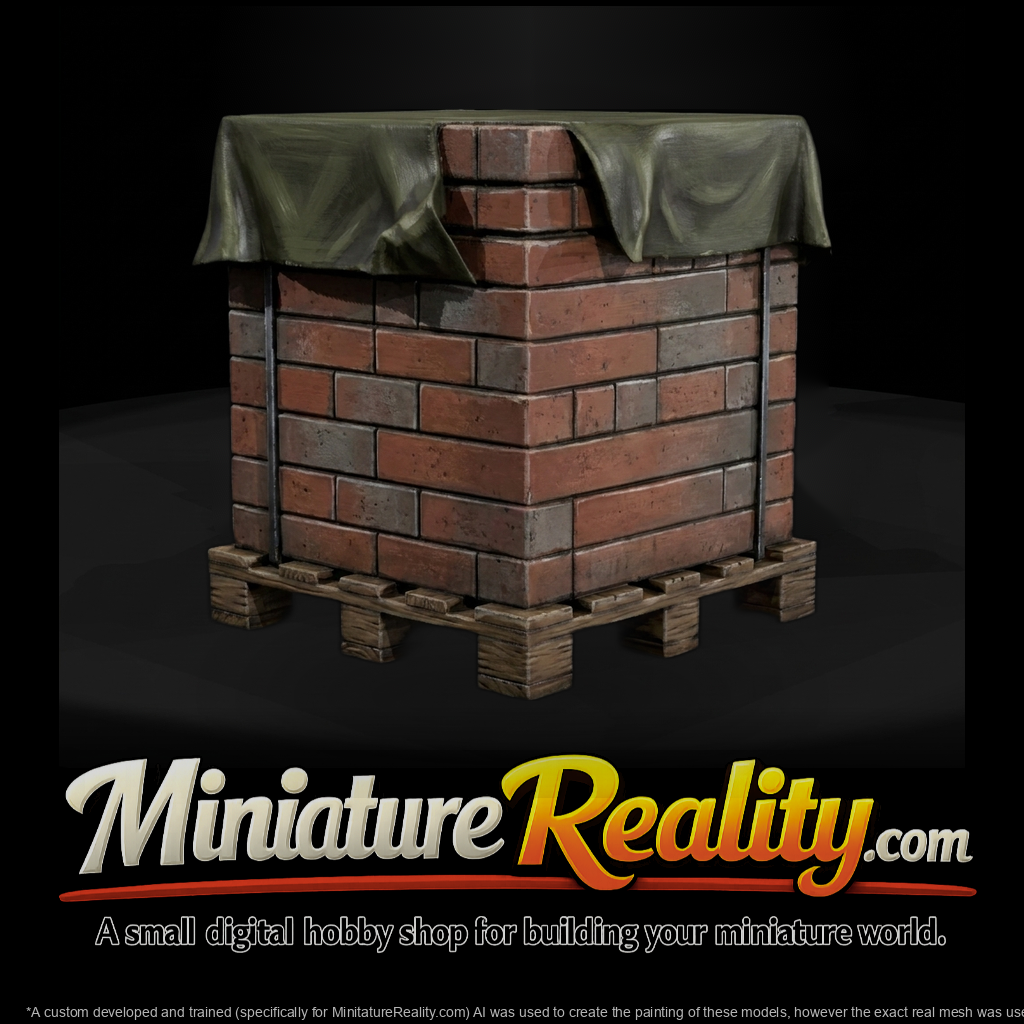 Concrete Brick Pallet Stack miniature, three-quarter view