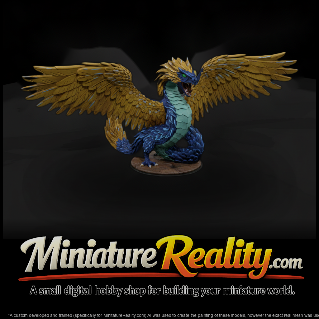 Stylized Feathered Serpent Dragon 3D Miniature Xtd