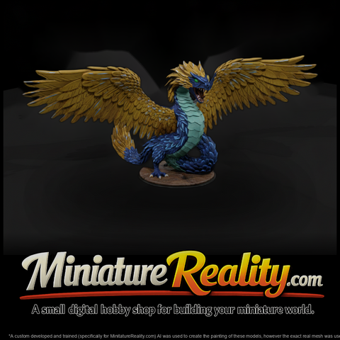 Stylized Feathered Serpent Dragon 3D Miniature Xtd