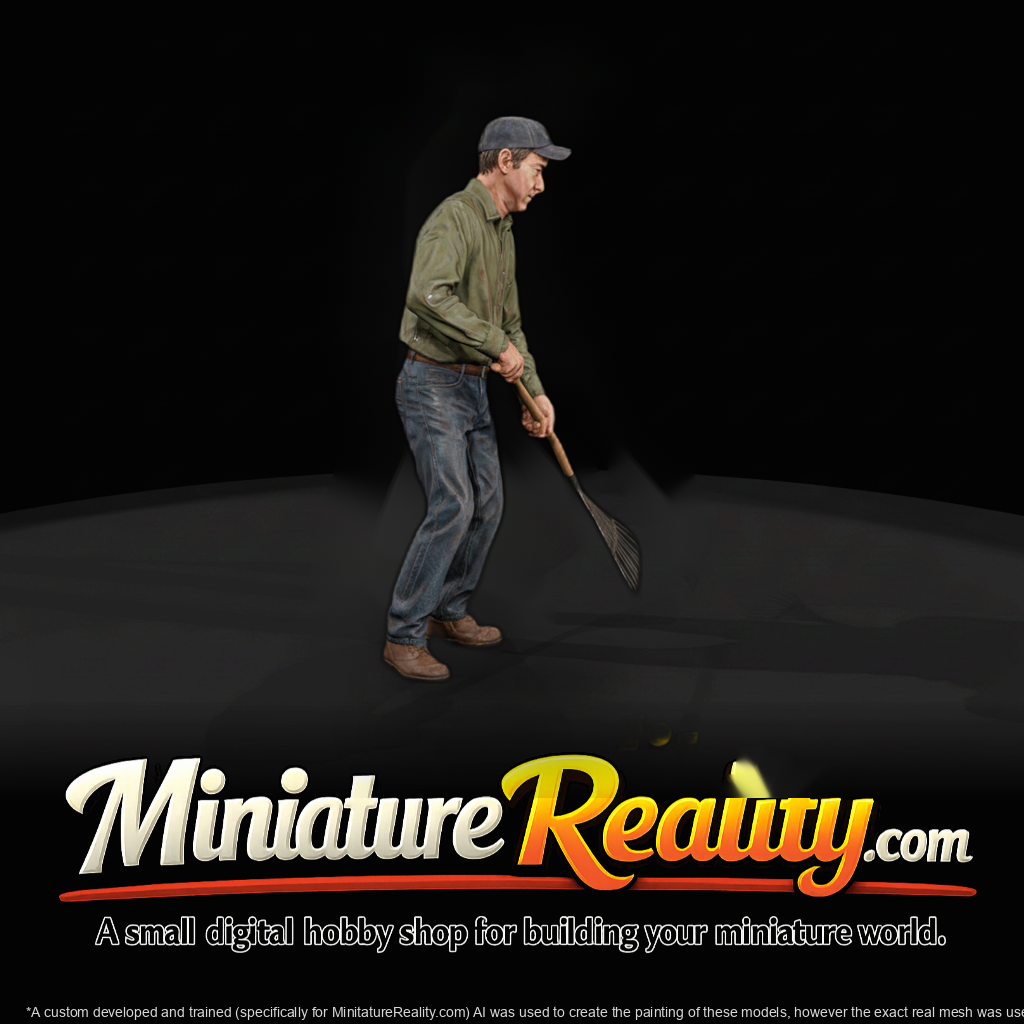 Landscaping Worker with Garden Rake