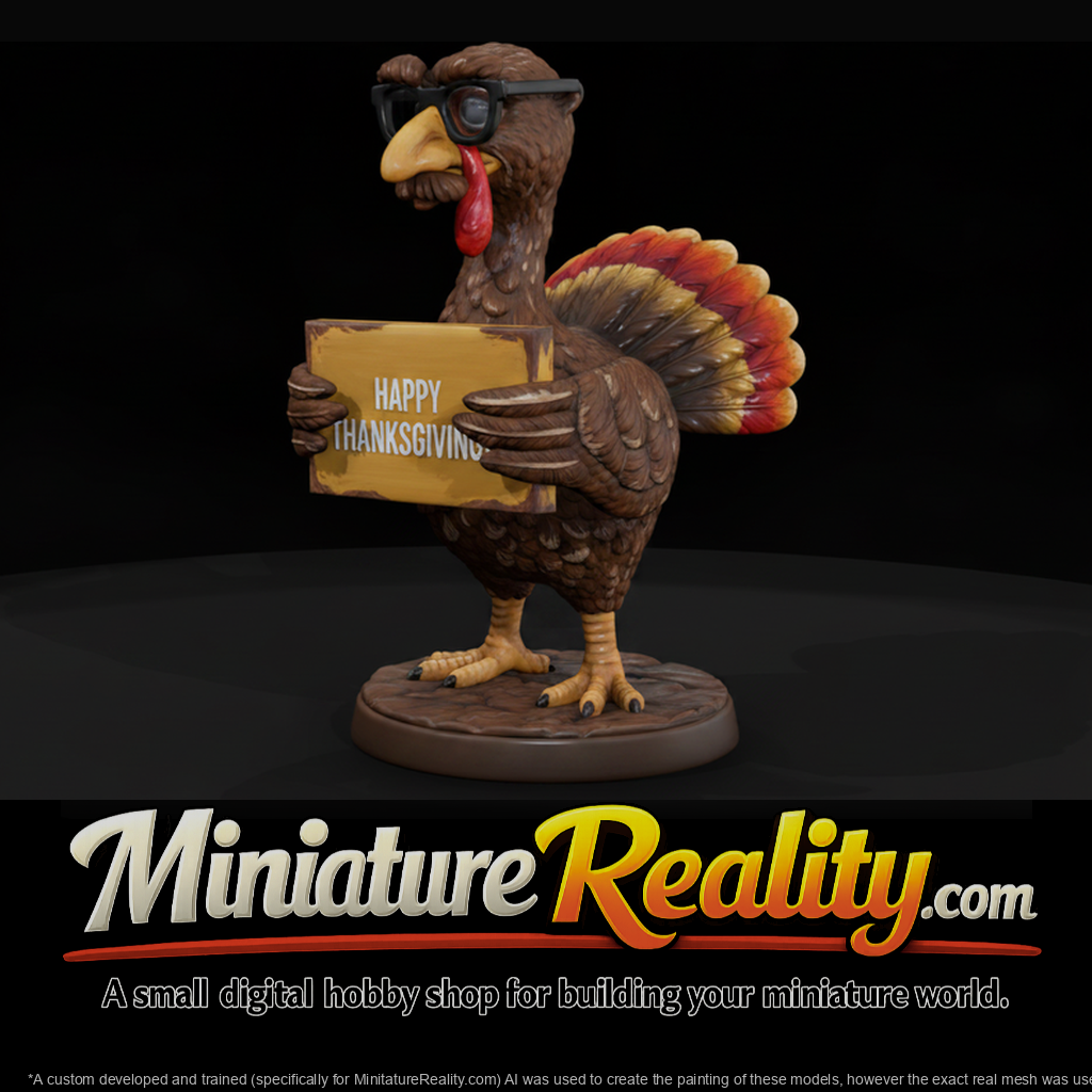 Cartoon Turkey Holding Thanksgiving Sign