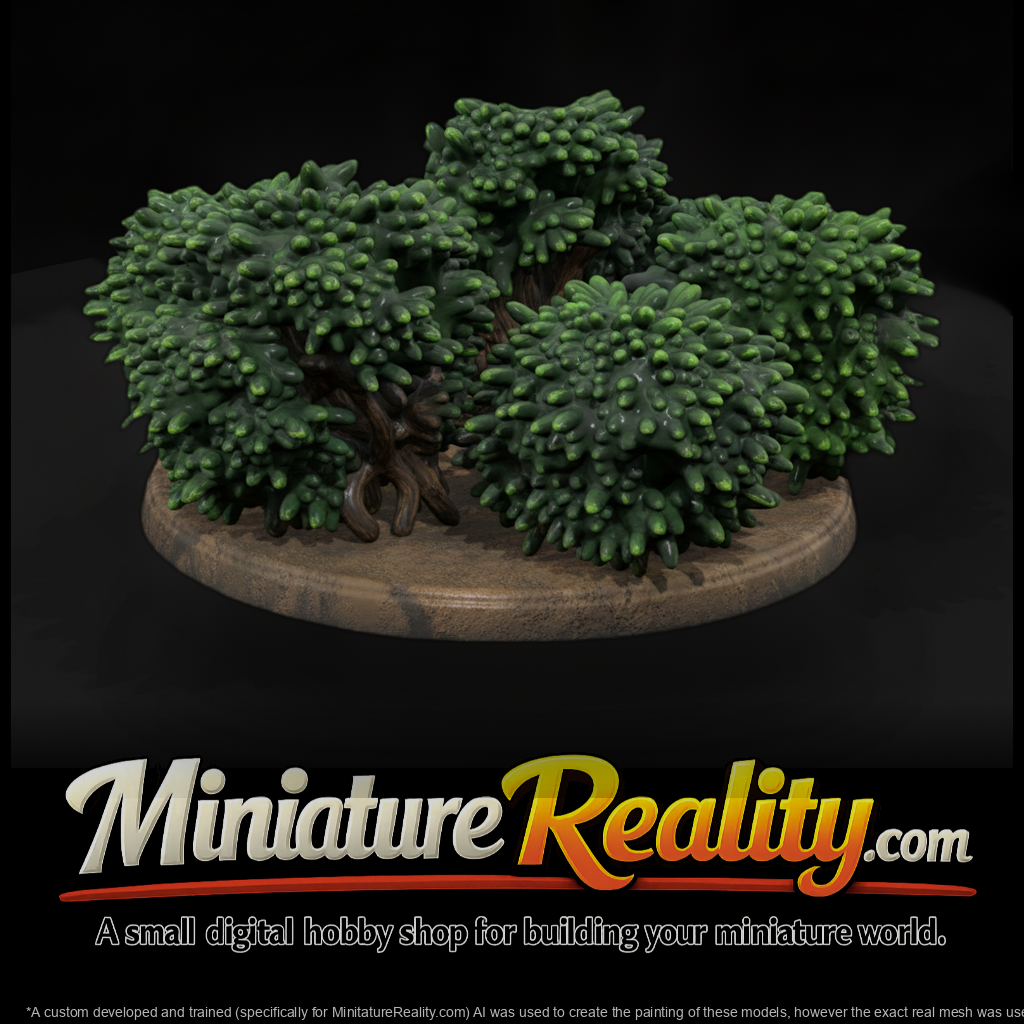 Low Poly Sculpted Bush Terrain Miniature 3D Model