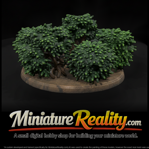 Low Poly Sculpted Bush Terrain Miniature 3D Model