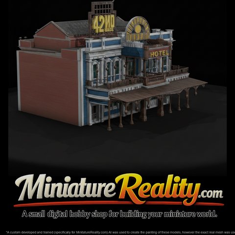Two Old Commercial Buildings miniature, three-quarter view