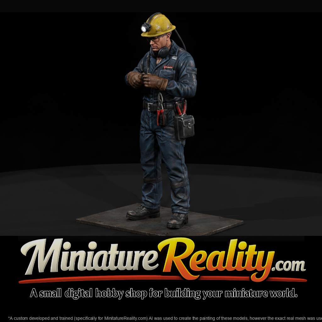 1990s Mine Electrician with Cap Lamp