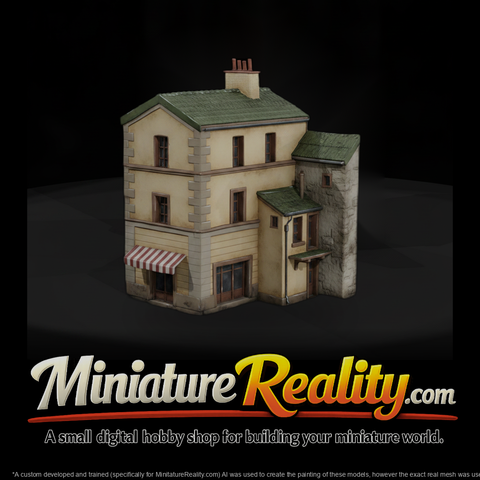 Old European Building miniature, three-quarter view