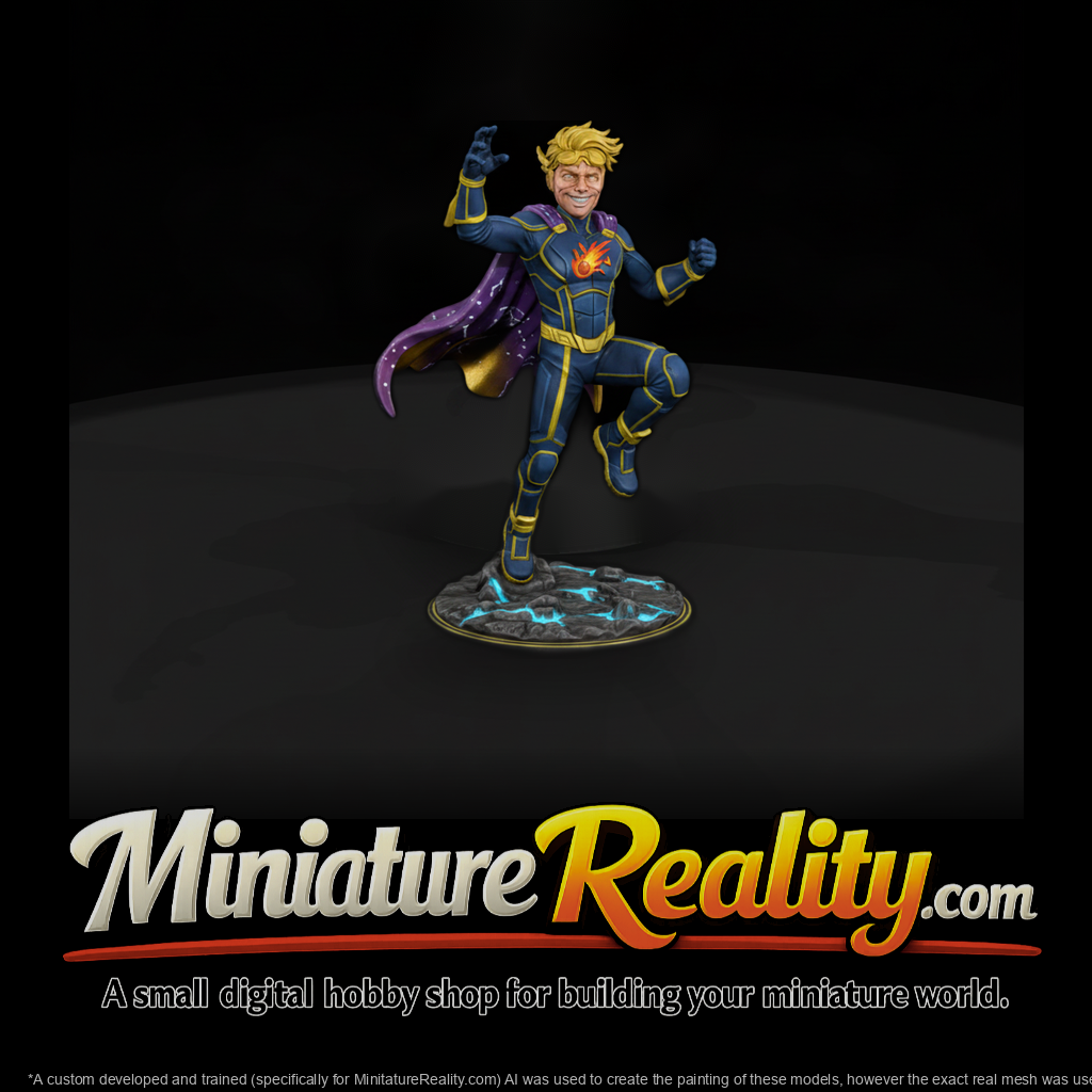Young Superhero in Flight Pose