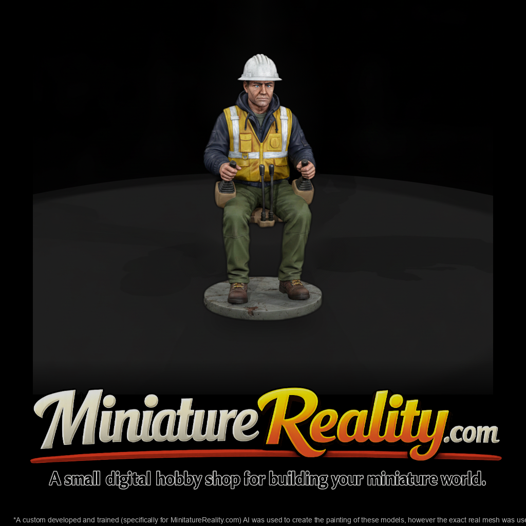 Seated Backhoe Operator at Controls