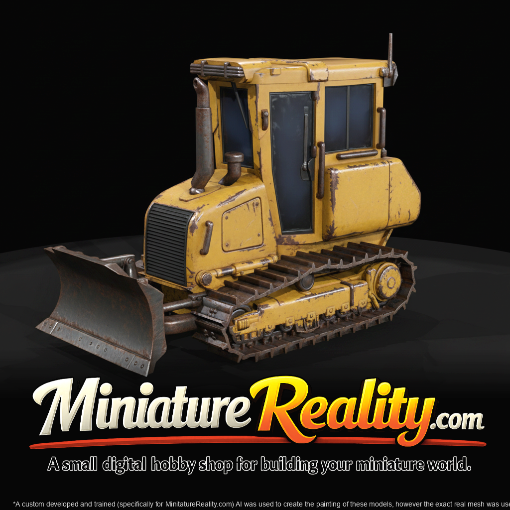 Compact Modern Bulldozer miniature, three-quarter view
